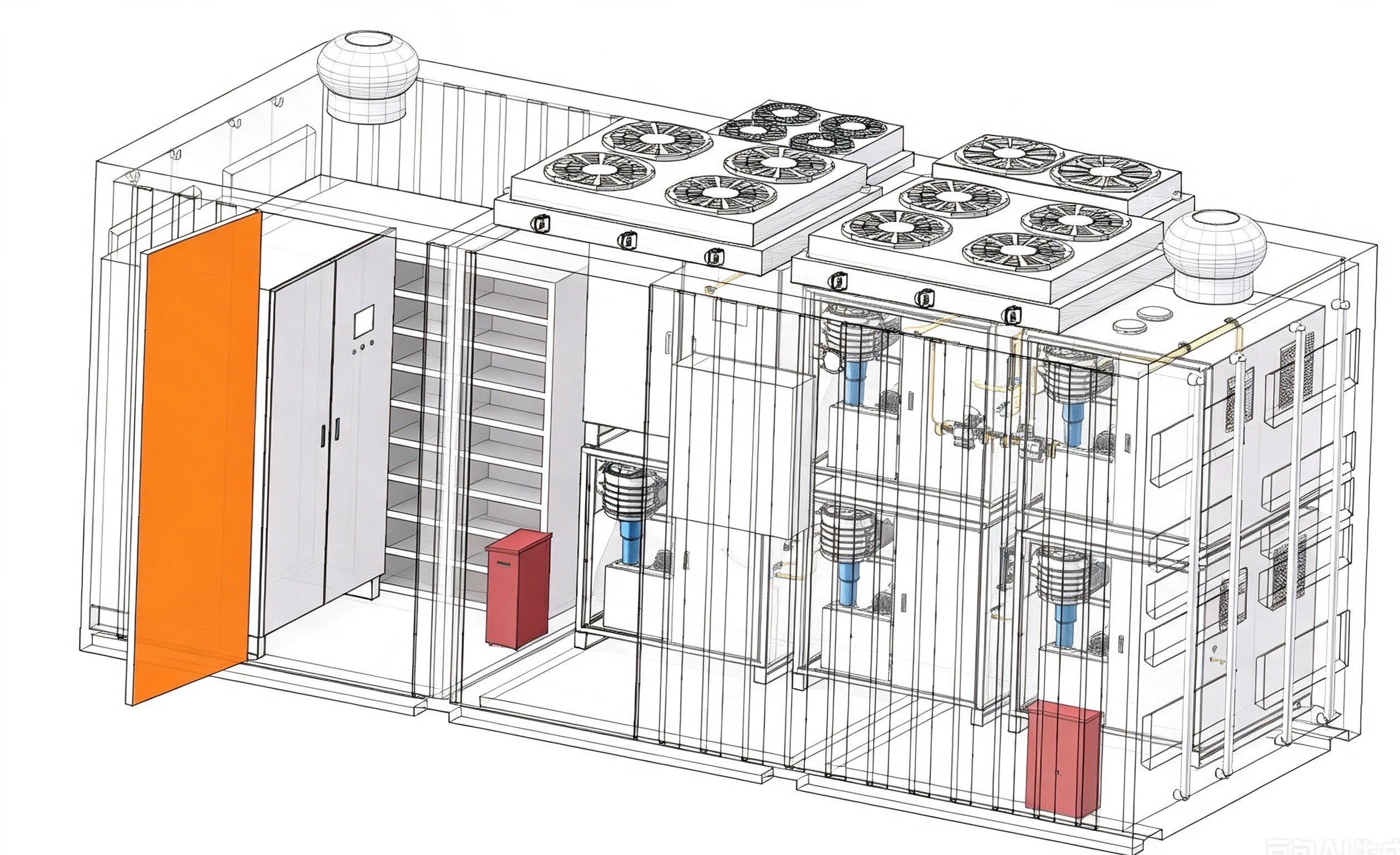 Inside a HydroXcel containerized hydrogen fuel cell power plant
