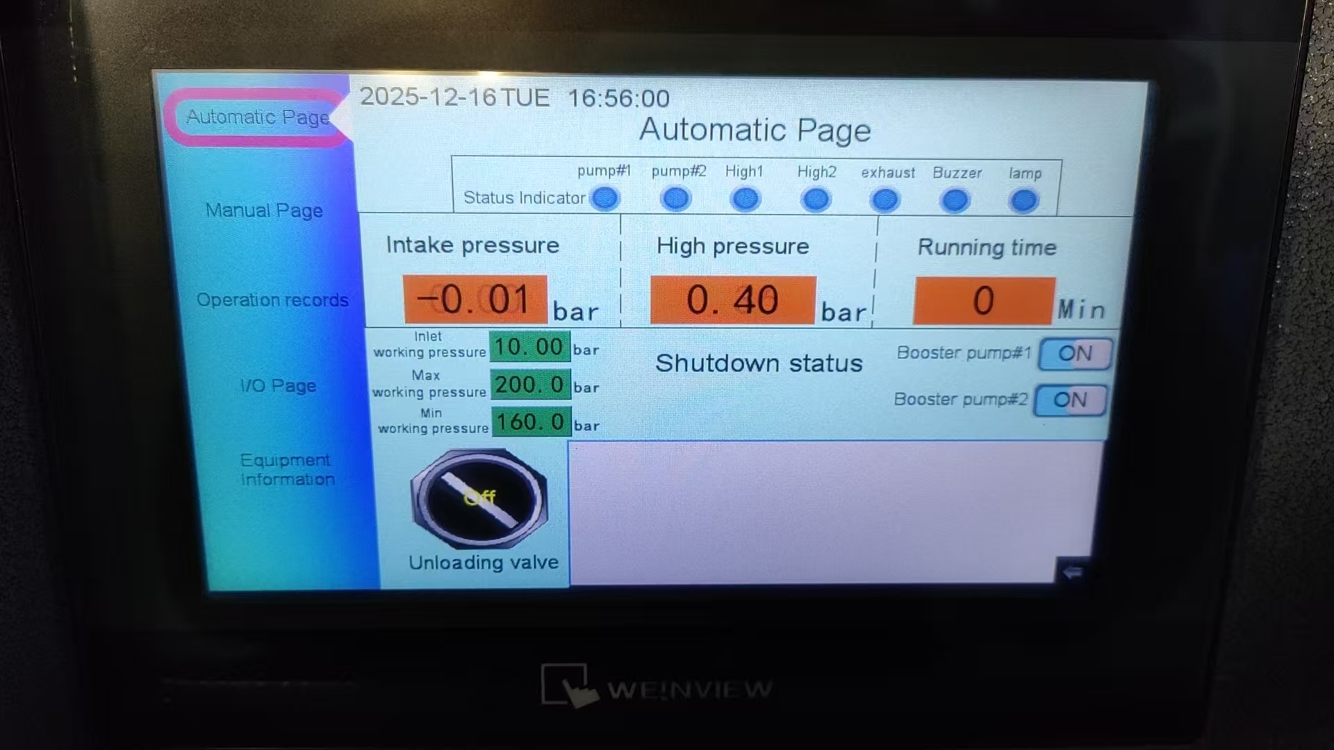 PLC touchscreen control interface